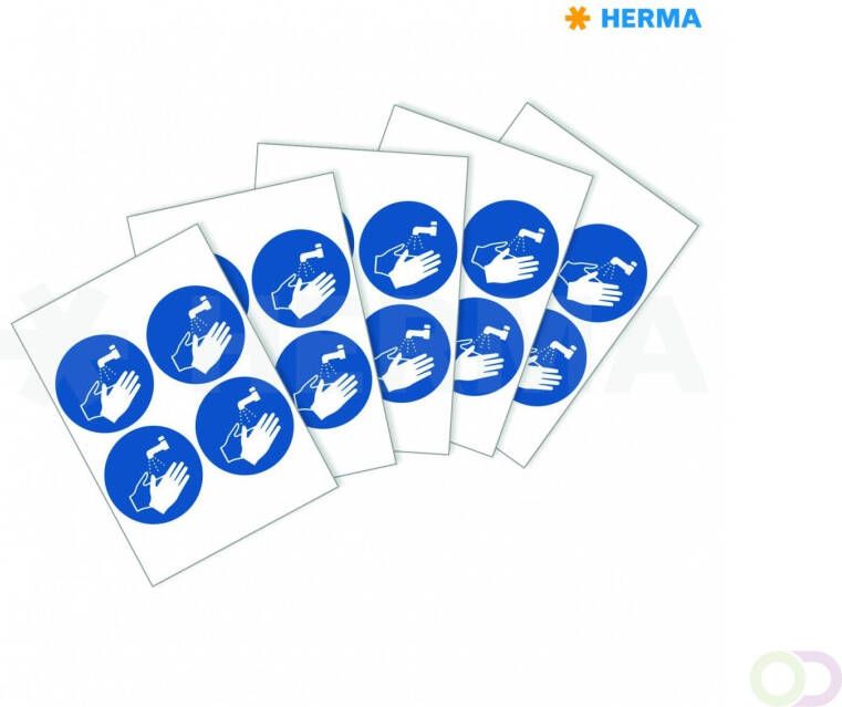 Herma Informatie-etiket: Gebodsteken handen wassen Ã 10 zelfklevend verwijderbaar. Bevat 20 etiketten